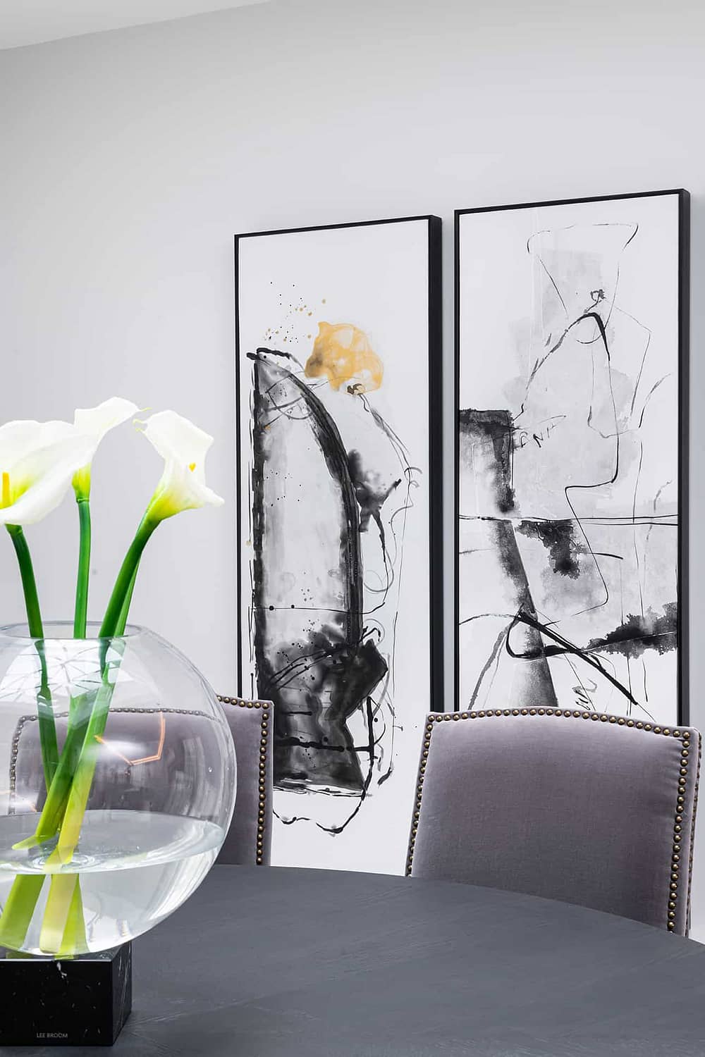 Wimbledon Interior Design with Modern Paintings in a Dining Room
