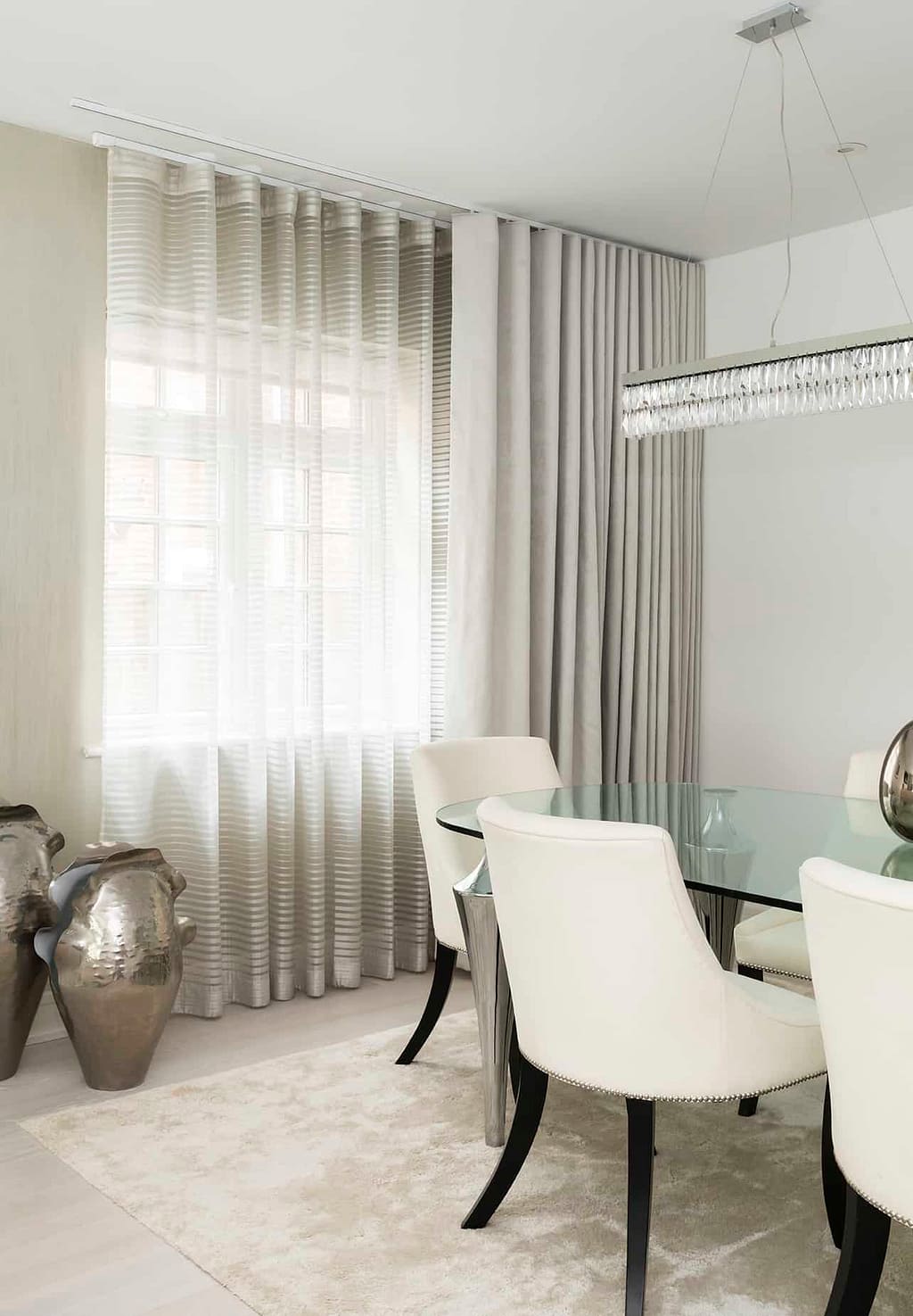 Stanmore Interior Design for curtains and accents in a dining room