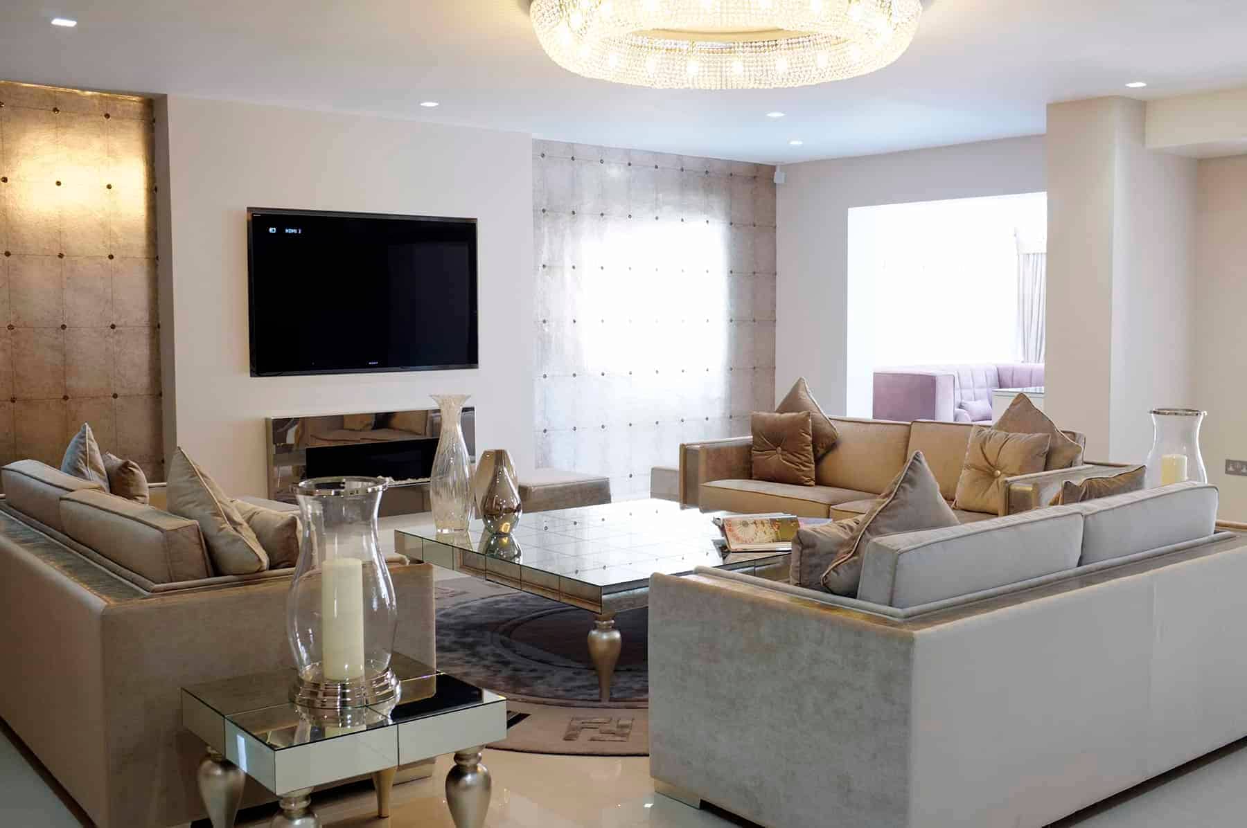 Formal Lounge with TV in an Interior Design Project in Ealing