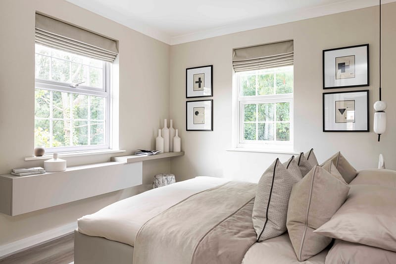 Our interior designer in Hatfield uses neutral tones in this guest room.